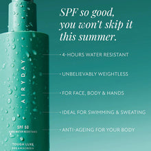 Load image into Gallery viewer, Airyday Tough Luxe SPF50 4HR water resistant 275ml
