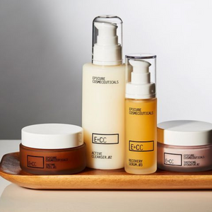 Epicure Cosmeceuticals Skin Care on a tray - Soothing Hydrator, Recovery Serum, Active Cleanser and Enzyme Peel